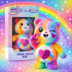 Care Bears Friends Forever Bear Micro Teenies Plush NIB Rainbow Mini Plush Toy